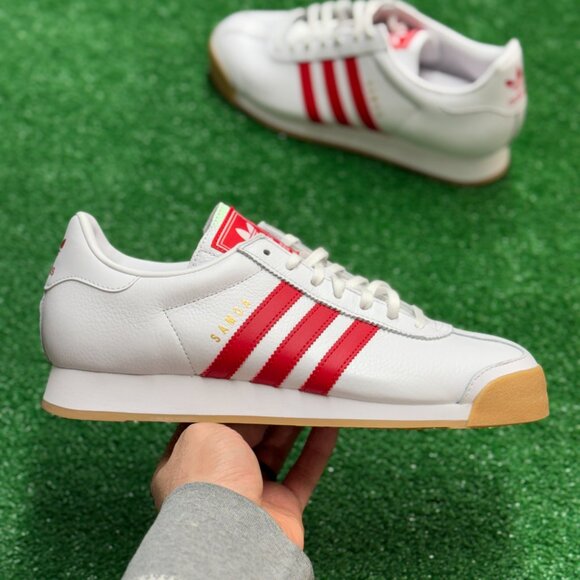 Adidas Samoa Low Mens Casual Shoes White Red IG1809 NEW Multi Sz - Picture 1 of 4